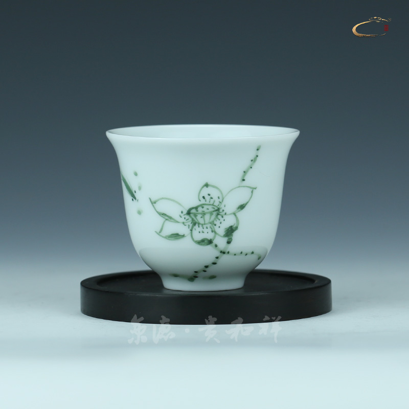京德贵和祥【千杯系列之铃铛杯】景德镇手绘红莲主人杯单杯品茗杯 - 图1
