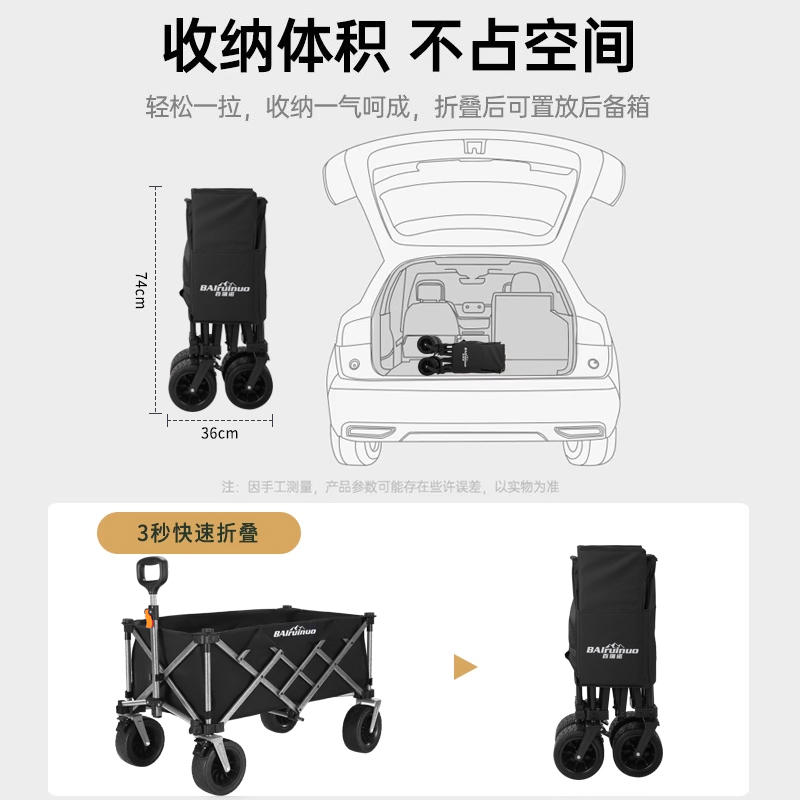 夏日露营车聚拢小推车折叠便携超大营地车户外野营手拉车摆摊桌板 - 图3