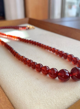 简约复古显白红色纯天然石榴石宝石高级感气质串珠小众项链颈链女