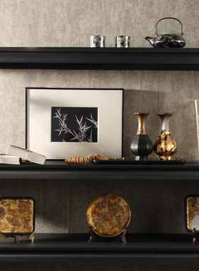 老钱风侘寂风大漆工艺摆盘花瓶