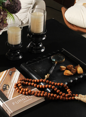 侘寂中古风大理石烛台陶瓷花瓶