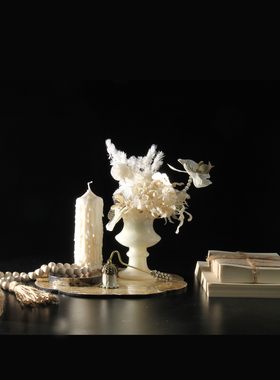 法式奶油风相框花艺首饰托盘摆件