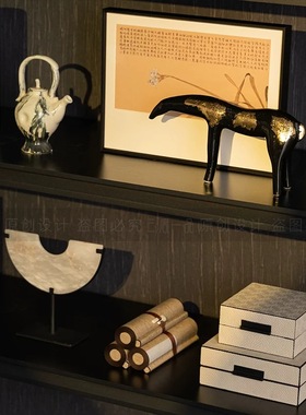 复古中式书架摆件套装