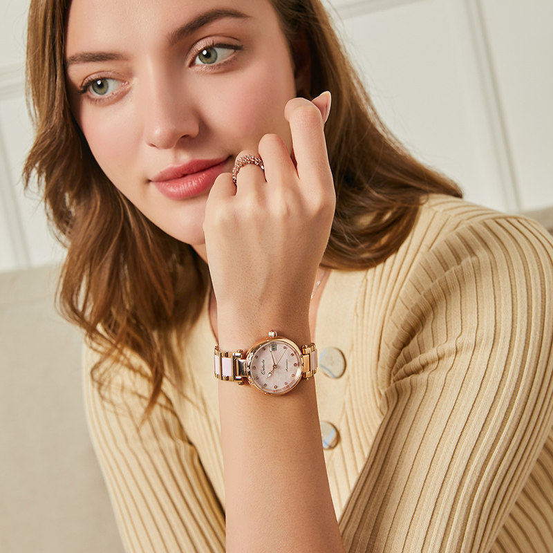 卡罗莱全自动机械女士时装陶瓷女表 vordo国产腕表