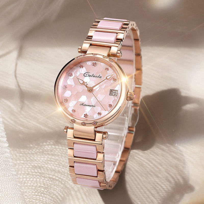 卡罗莱全自动机械女士时装陶瓷女表 vordo国产腕表