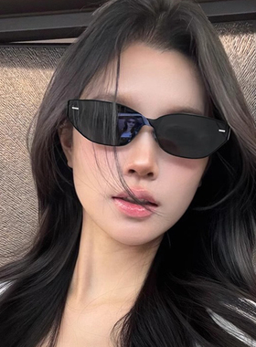 美式复古Y2K猫眼墨镜女2025新款高级感科技窄框太阳眼镜防紫外线