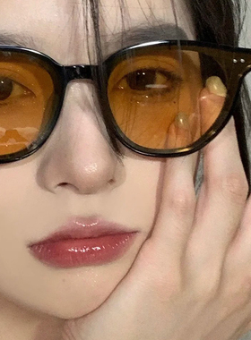黑框茶色墨镜女防晒高级感网红方形太阳眼镜圆脸装饰防紫外线强光