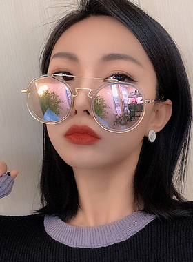 炫酷嘻哈圆形墨镜女网红街拍