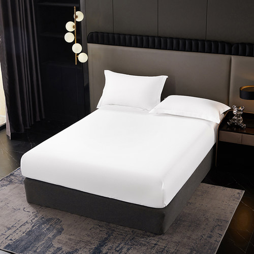 纯白色五星级酒店民宿宾馆床单单件四件套被套可定制床笠床上用品 - 图1