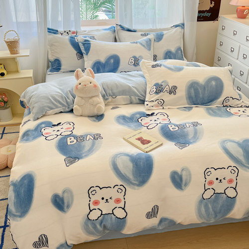 可拆洗冬季加厚牛奶绒被子双面绒被套被芯宿舍单人冬被棉被褥全套 - 图2