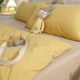 Washed cotton yellow student dormitory bed sheet and quilt cover