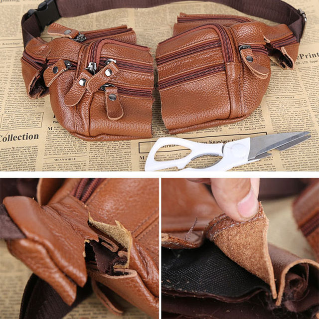 Genuine leather waist bag multi-component leather bag men and women cowhide wallet