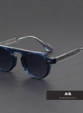 潮酷透明框玳瑁腿新款太阳眼镜