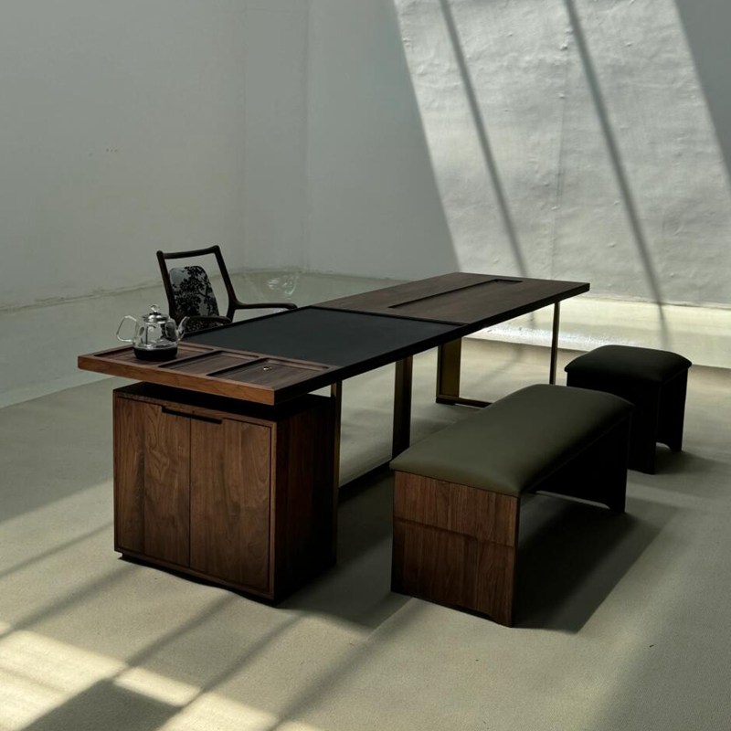 宋式美学严选国风黑胡桃白蜡木茶桌椅组合客厅家用别墅办公室茶台,淘宝优惠券,粉丝福利购,淘宝优惠卷