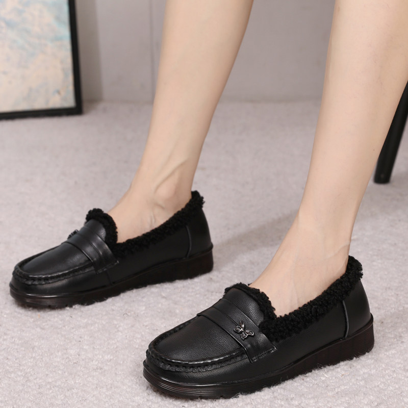 真皮雪地靴女棉鞋冬季新款加绒女鞋一脚蹬豆豆鞋保暖毛毛鞋大码,淘宝优惠券,粉丝福利购,淘宝优惠卷