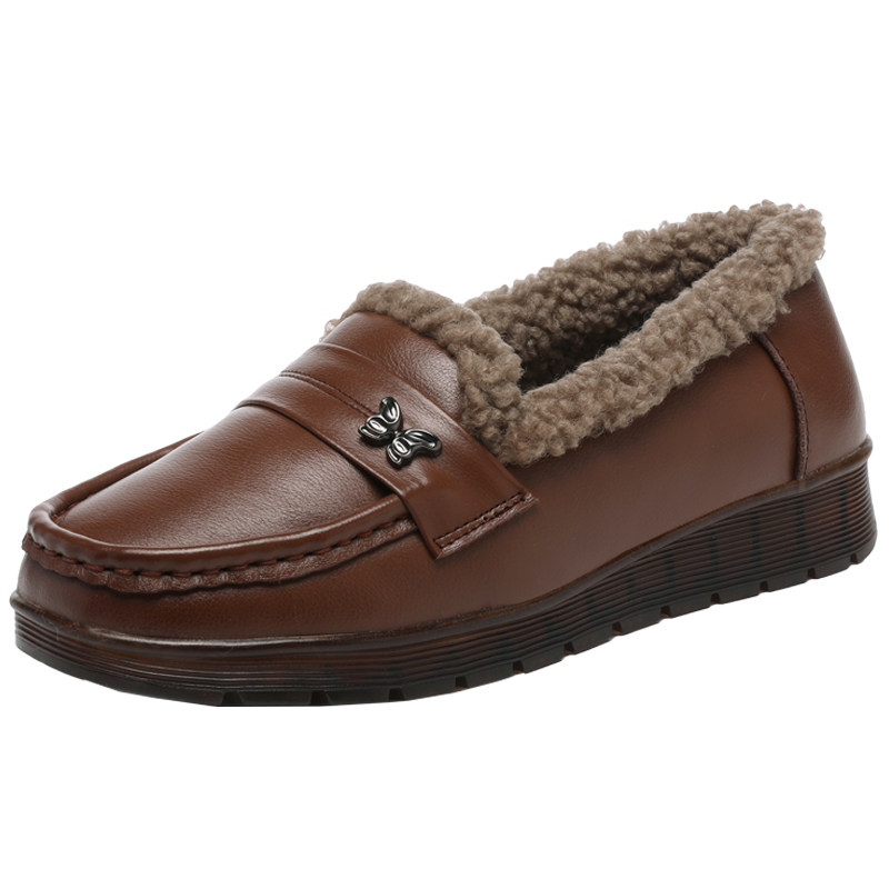 真皮雪地靴女棉鞋冬季新款加绒女鞋一脚蹬豆豆鞋保暖毛毛鞋大码,淘宝优惠券,粉丝福利购,淘宝优惠卷