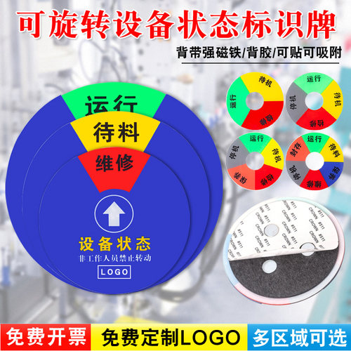 设备状态标识牌亚克力仪器磁吸式可旋转运行闲置待机磁性机械操作维修管理卡车间仓库管理分区标志提示牌定制 - 图1