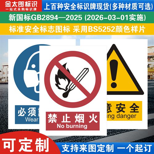 新国标禁止吸烟消防警示标识牌严禁烟火小心必须当心触电工厂公司车间仓库警告指示标志提示牌子标语贴纸定制 - 图1