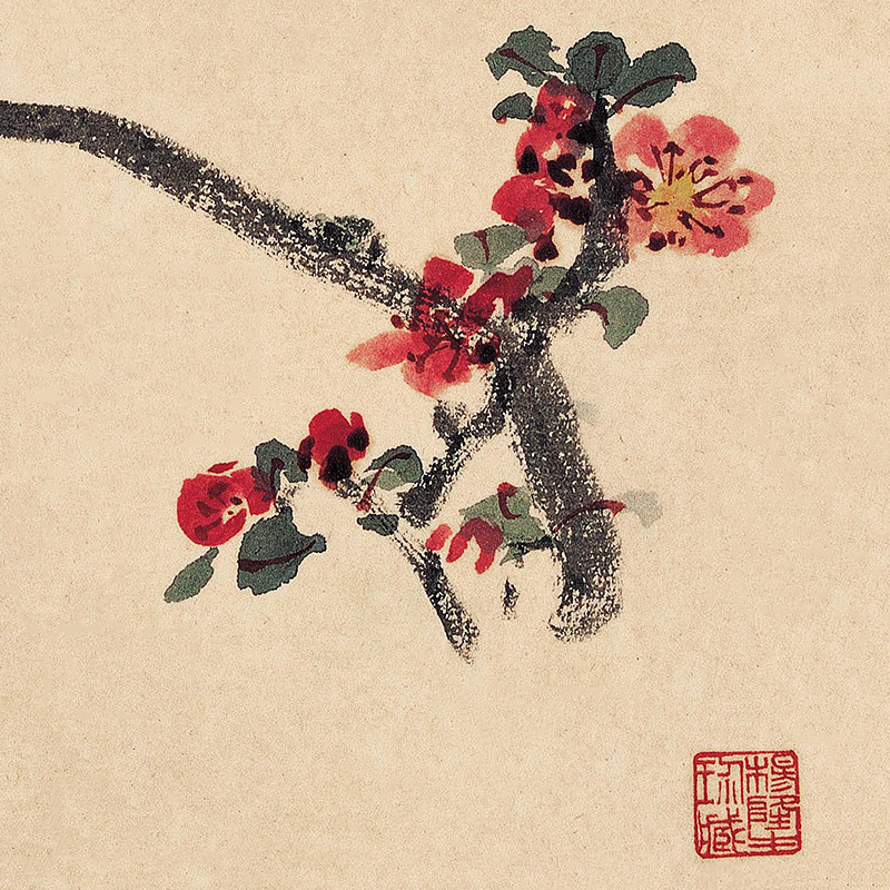 国画花鸟画斗方形字画艺术微喷打印画未装裱宣纸画心张大千梅花图-图2