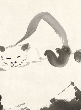 名画复制品张大千猫微喷打印字画