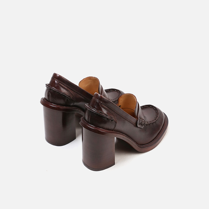 高跟鞋女英伦风真皮棕色玛丽珍鞋粗跟圆头浅口单鞋欧美秀场女鞋潮,淘宝优惠券,粉丝福利购,淘宝优惠卷