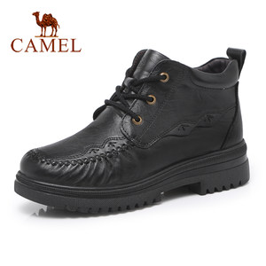 Camel/骆驼女鞋2025冬季新款羊毛加绒中老年棉鞋真皮防滑高帮女靴