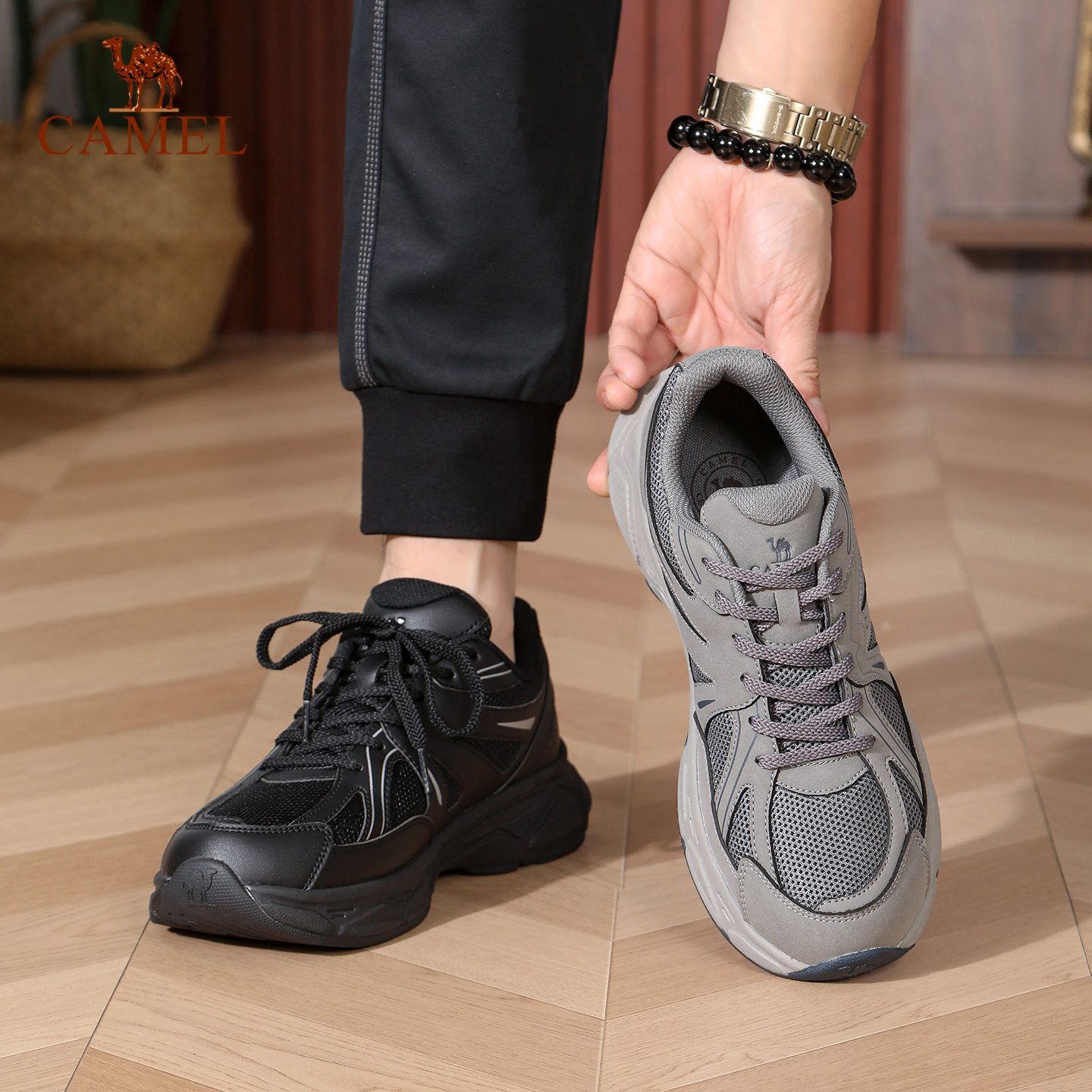 Camel/骆驼男鞋2025秋季新款户外防滑减震徒步鞋男复古休闲运动鞋 - 图1