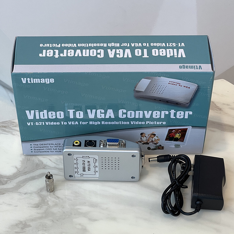 维真VT521视频转换器bncS端子av转vga摄像头连显示器电脑看电视盒