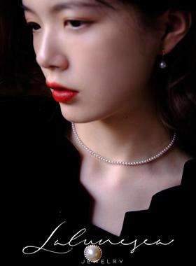 小红书同款法式轻奢4mm贝珠项链