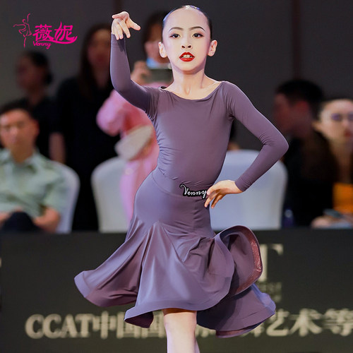 venny薇妮拉丁舞服女童夏分体女儿童专业比赛规定服高端国标舞裙 - 图2