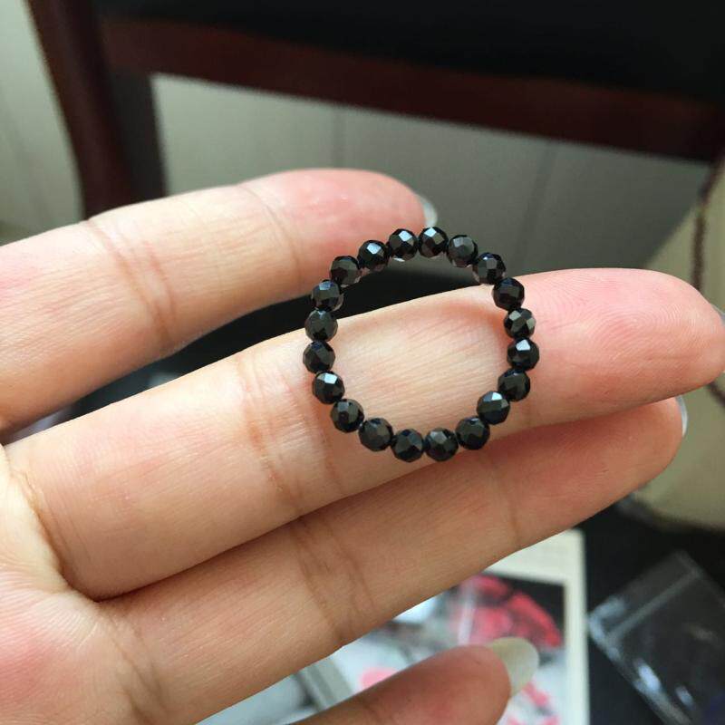 Stylish Shiny Faceted Ring Black Spinel