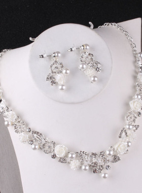 皇冠银色公主圆形婚纱新款珍珠