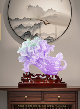 百财聚来紫玉白菜摆件