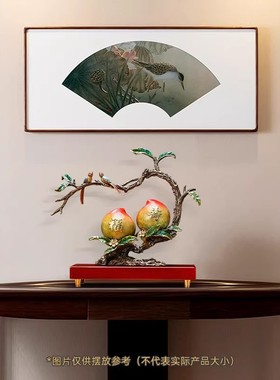 聚善缘福寿双寿桃摆件贺寿礼物