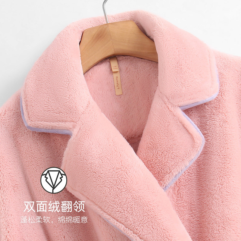 睡袍女士睡衣浴袍秋冬款冬季加长款法兰绒加厚加绒珊瑚绒冬天套装,淘宝优惠券,粉丝福利购,淘宝优惠卷