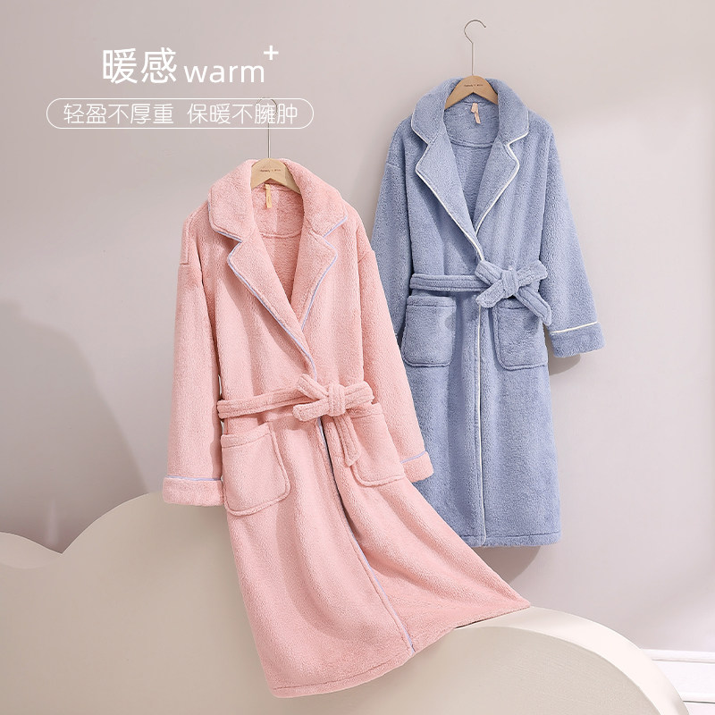 睡袍女士睡衣浴袍秋冬款冬季加长款法兰绒加厚加绒珊瑚绒冬天套装,淘宝优惠券,粉丝福利购,淘宝优惠卷