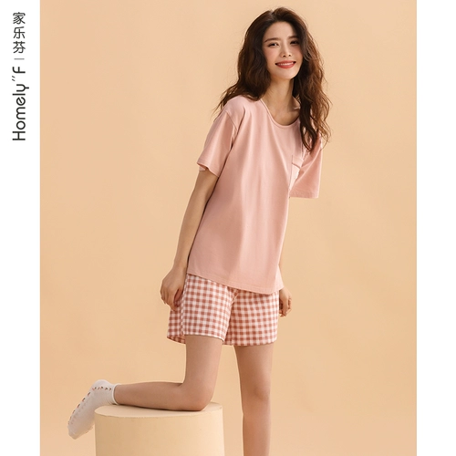 Шорты, пижама, тонкий хлопковый комплект, короткий рукав