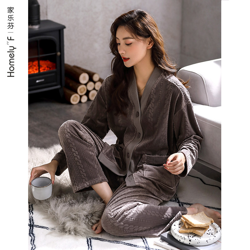 睡衣女士秋冬款冬季珊瑚绒加厚加绒法兰绒家居服海岛绒春秋款套装,淘宝优惠券,粉丝福利购,淘宝优惠卷