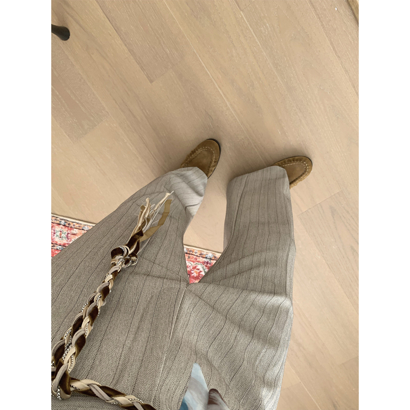 阿茶与阿古淡棕色条纹微喇西裤男款秋季韩版直筒宽松显瘦休闲长裤
