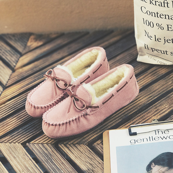 真皮羊毛豆豆鞋女真皮羊毛加绒冬季防滑保暖平底单鞋,淘宝优惠券,粉丝福利购,淘宝优惠卷