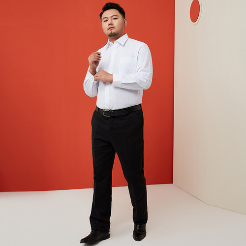 天坛大码白衬衣男长袖衬衫胖子大号宽松加肥加大商务职业正装寸衣 - 图1
