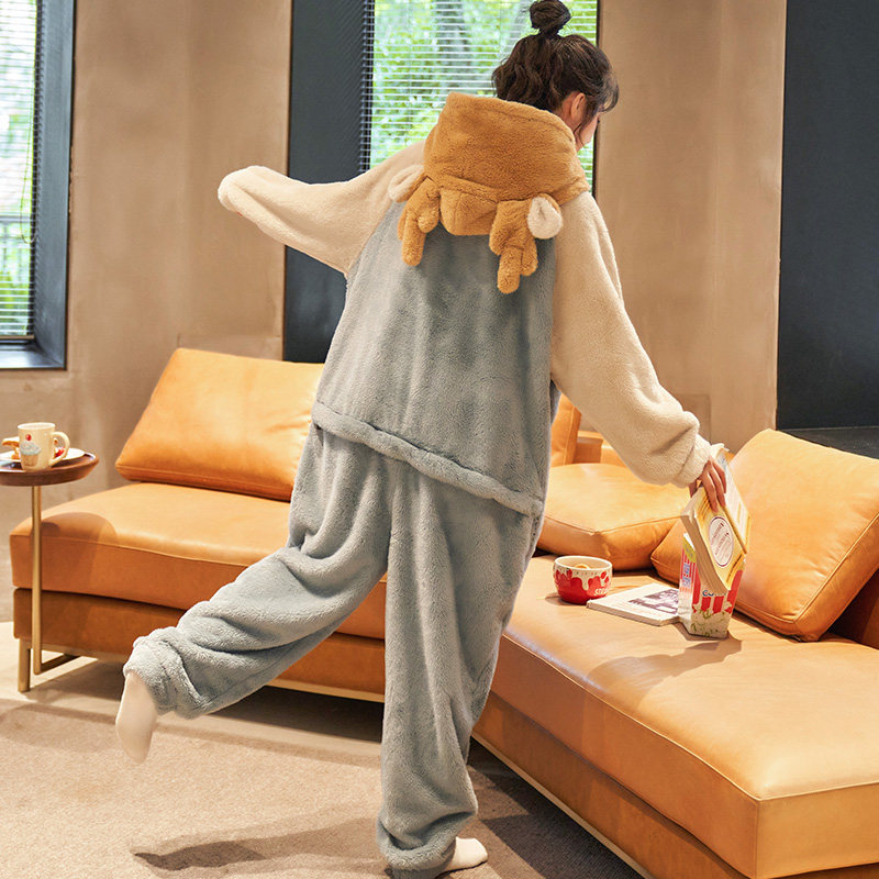 珊瑚绒连体冬可爱卡通套装秋冬睡衣 俏薇妮睡衣/家居服套装