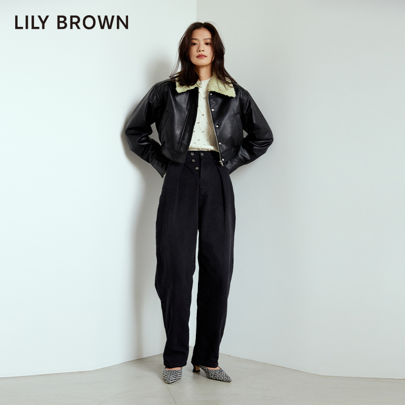 LILY BROWN2023秋冬新品 复古街头两穿休闲阔腿牛仔裤LWFP235055