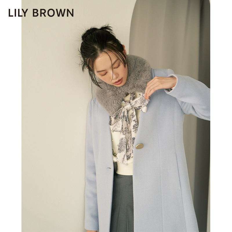 LILY BROWN秋冬款 气质大V龄一粒扣毛呢外套大衣LWFC234036