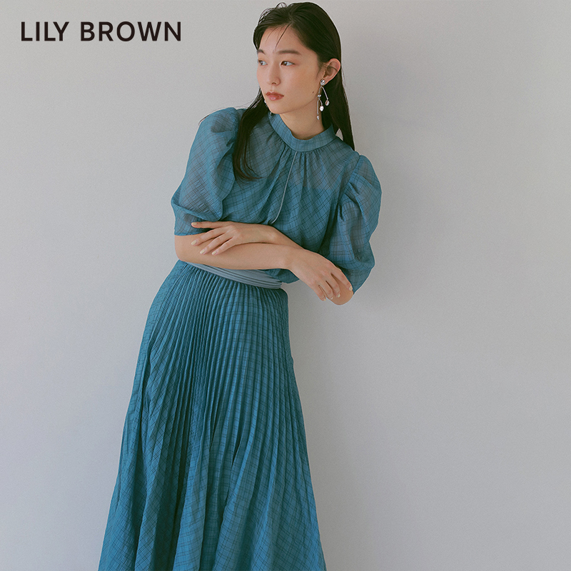 LILY BROWN春夏款 气质格纹高腰印花雪纺不规则半身裙LWFS221132 - 图2