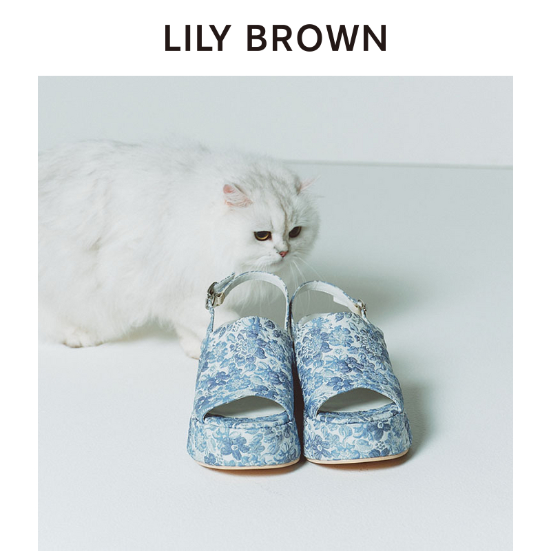 LILY BROWN2024春夏新品 度假风碎花露趾增高厚底凉鞋LWGS241339