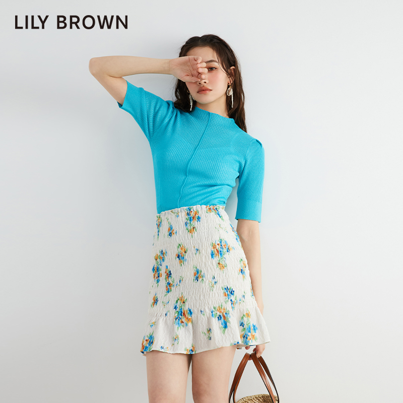 LILY BROWN春夏款 甜美碎花打褶肌理感短半身裙LWFS232123 - 图3