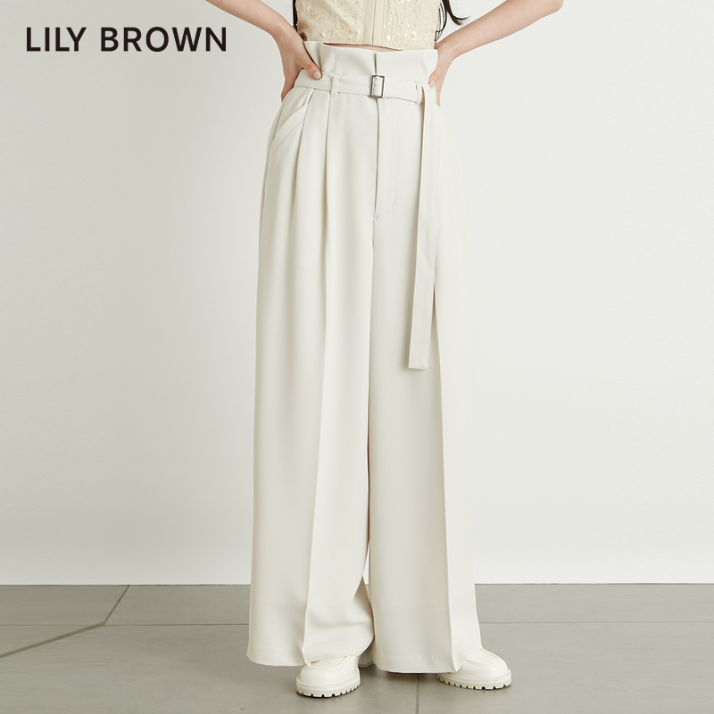 LILY BROWN2024春夏新品 通勤气质温柔高腰直筒休闲裤LWFP241063