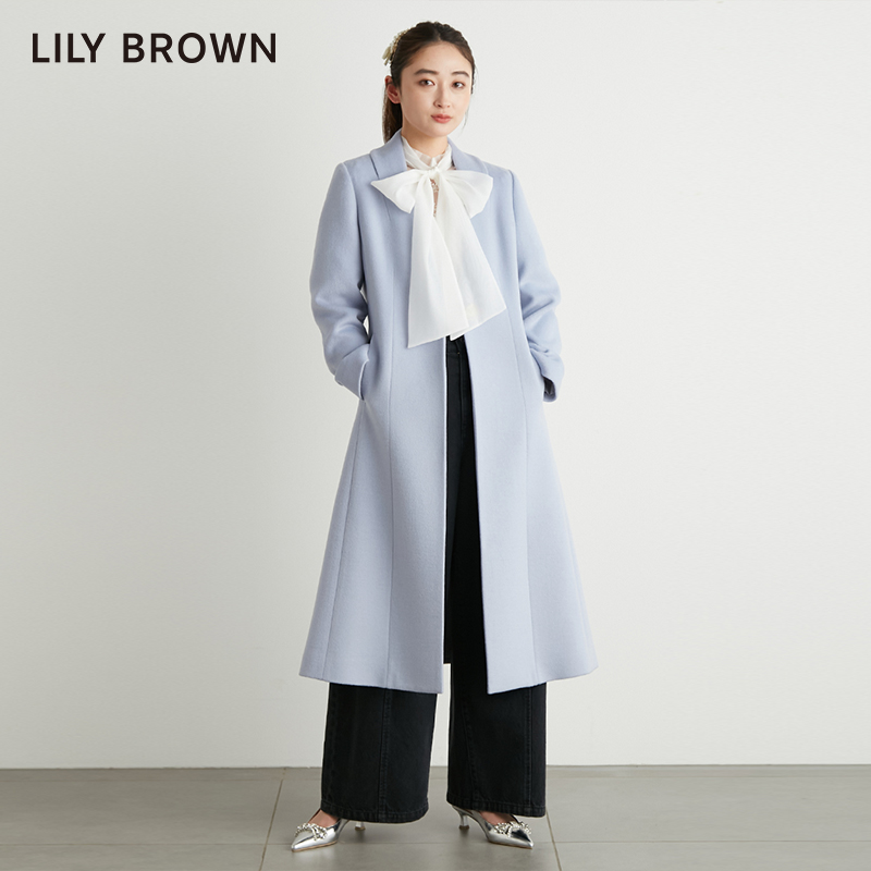 Lily Brown 莉莉布朗 2023秋冬新品 气质大V领一粒扣羊毛混纺大衣LWFC234036