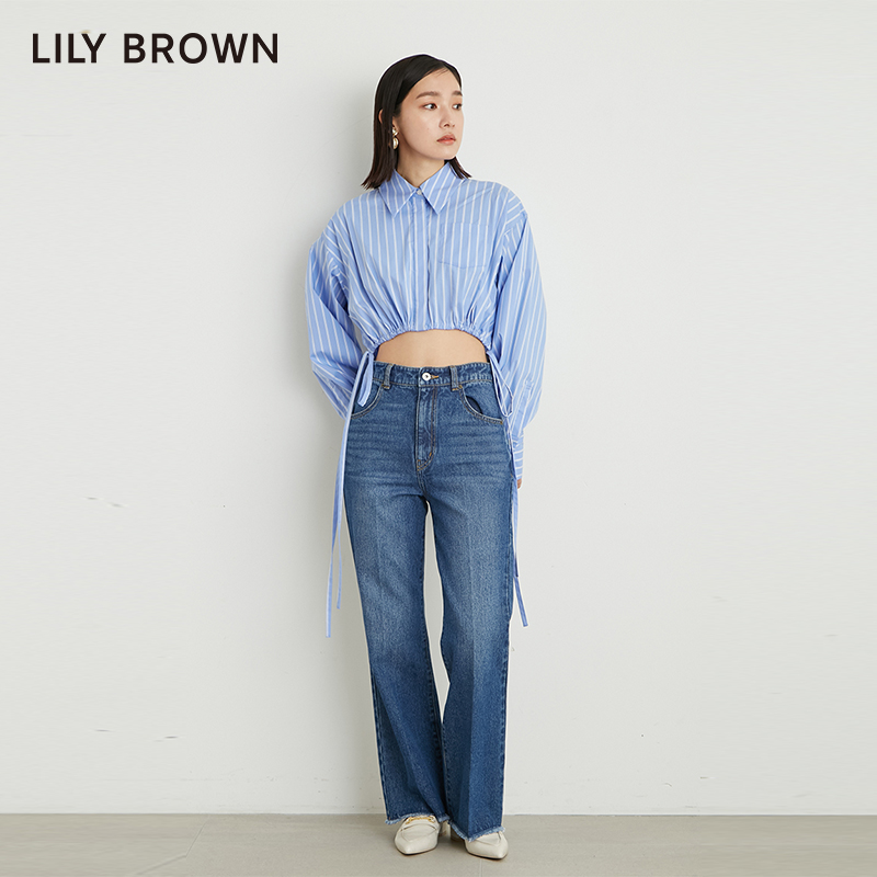 LILY BROWN春夏款 甜酷短款系带小翻领衬衫上衣LWFB231139 - 图0